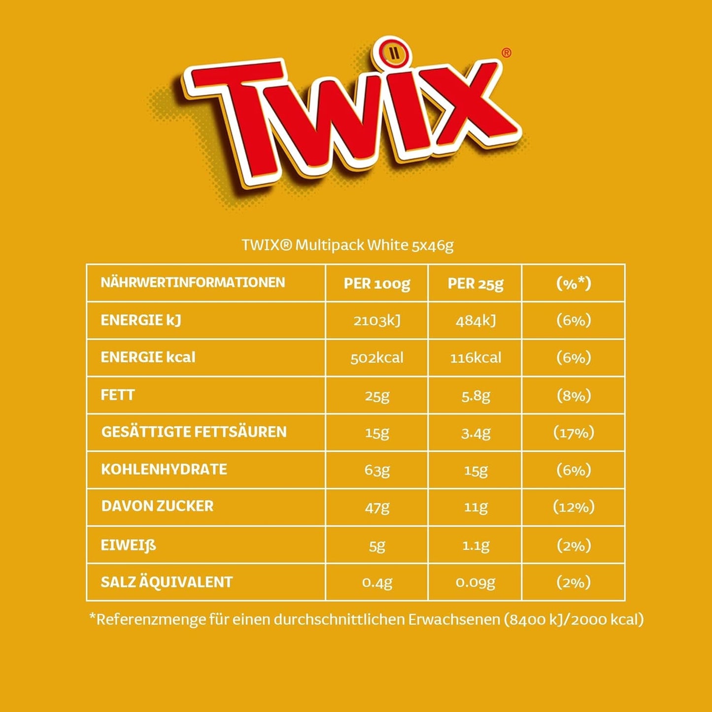 Twix witte chocoladerepen; karamel, koekjes, witte chocolade; meerdere pakjes chocolaatjes; 5 repen (5 x 46 g)