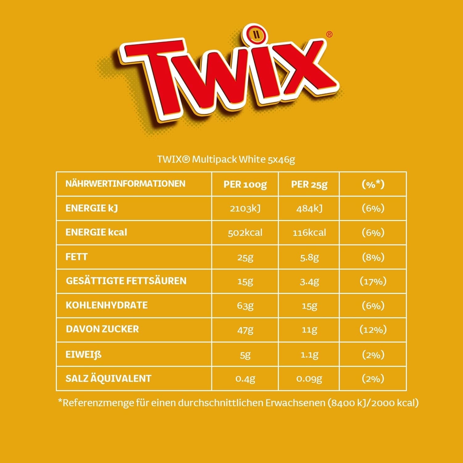 Twix witte chocoladerepen; karamel, koekjes, witte chocolade; meerdere pakjes chocolaatjes; 5 repen (5 x 46 g)