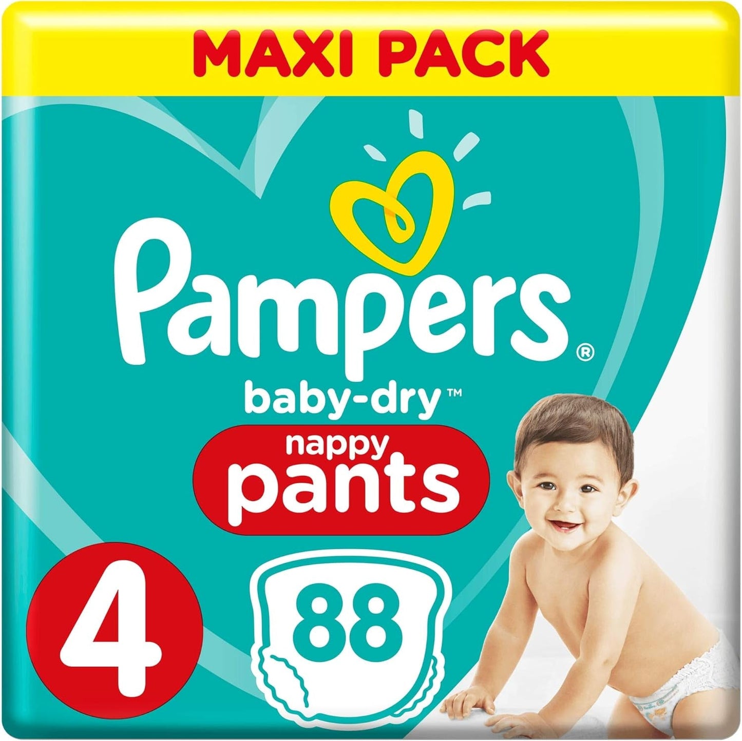 Pampers (oude versie), slipje, maat 4, 9 kg-15 kg, pakket van drie (1 x 88 luiers)