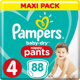 Pampers (oude versie), slipje, maat 4, 9 kg-15 kg, pakket van drie (1 x 88 luiers)