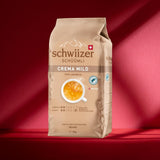 Schwiizer Schüümli Crema Mild, 100% Arabica koffiebonen fijn, harmonieus en mild, ideaal voor automatische espressomachines, sterkte 2/5, licht gebrand, Rainforest Alliance, 1kg