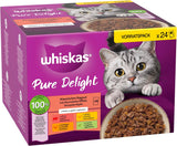 WHISKAS PURE DELIGHT Natvoer in gelei 24 x 85 g Klassieke Ragout (4 pakjes) 48 geportioneerde zakjes