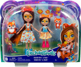 Enchantimals HCF81 - Felicity Fox en haar kleine zusje (ca. 15 cm en ca. 10 cm) en 2 dierenfiguren, afneembare rok en accessoires, leuk cadeau voor kinderen vanaf 3 jaar