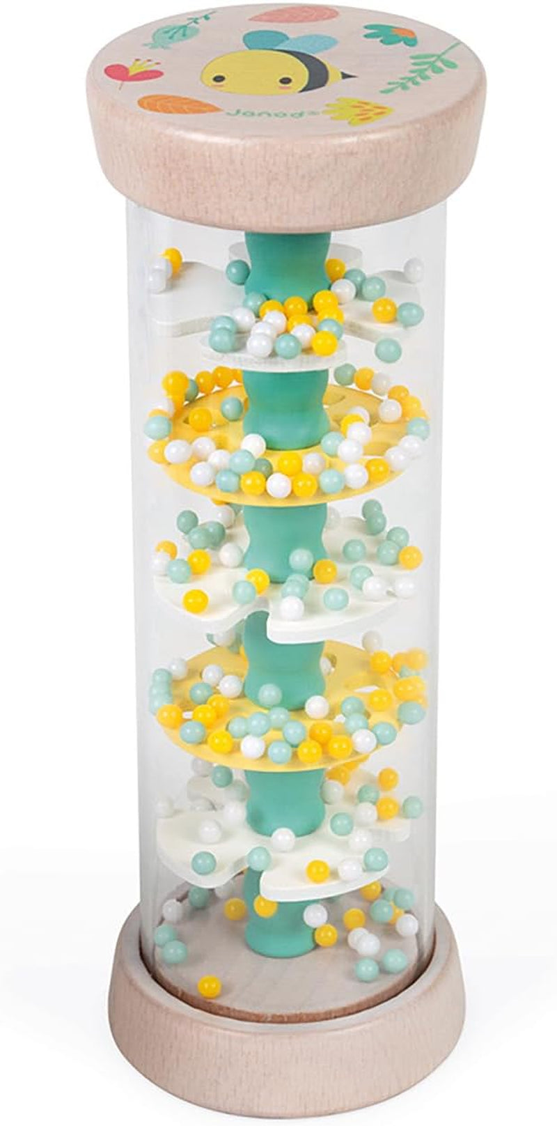 Janod - Houten Rainmaker - Pure Collectie - Speelgoed voor baby's en peuters - Ontwikkeling van de fijne motoriek Visuele en akoestische stimulatie - Kleur op waterbasis - Vanaf 6 maanden, J05193 Babyspeelgoed Naty Shop