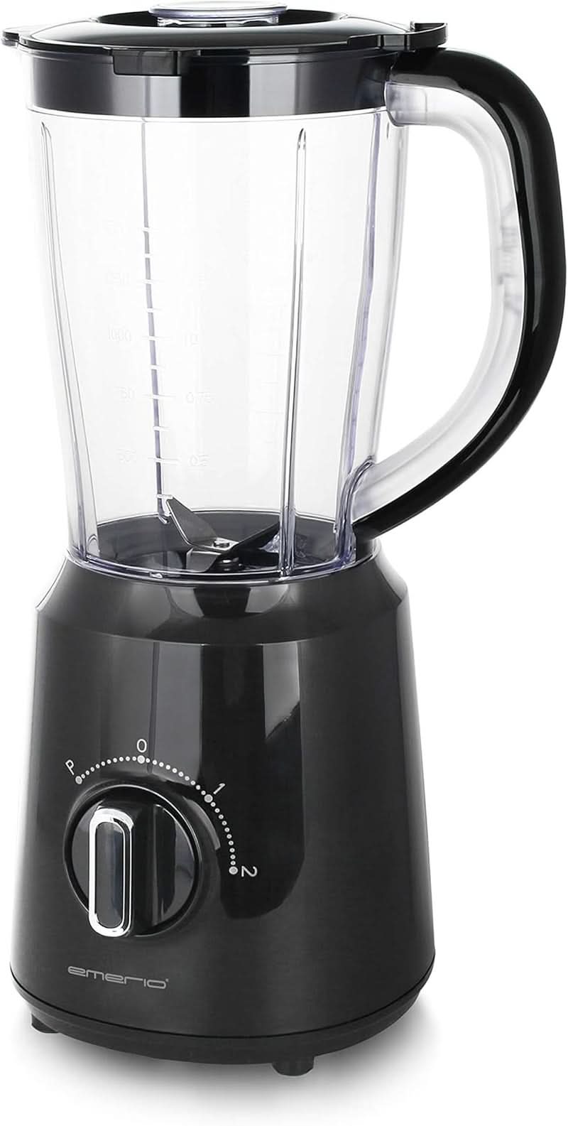 Emerio Standmixer BPA Frei Crush Ice-functie 1,5L Behälter 2 Geschwindigkeiten + Pulse-functie Messereinheit Aus Edelstahl Sicherheitsschalter Geschirrspülgeeignet 500 Watt BL-12816.8 Zwart Bucatarie Naty Shop