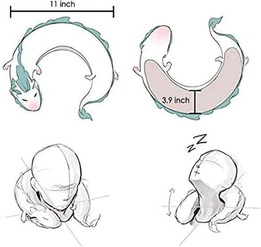 Lieve kleine witte draak Chihiro nekkussen Japanse animatie Cervicale orthopedische kussens Naty Shop