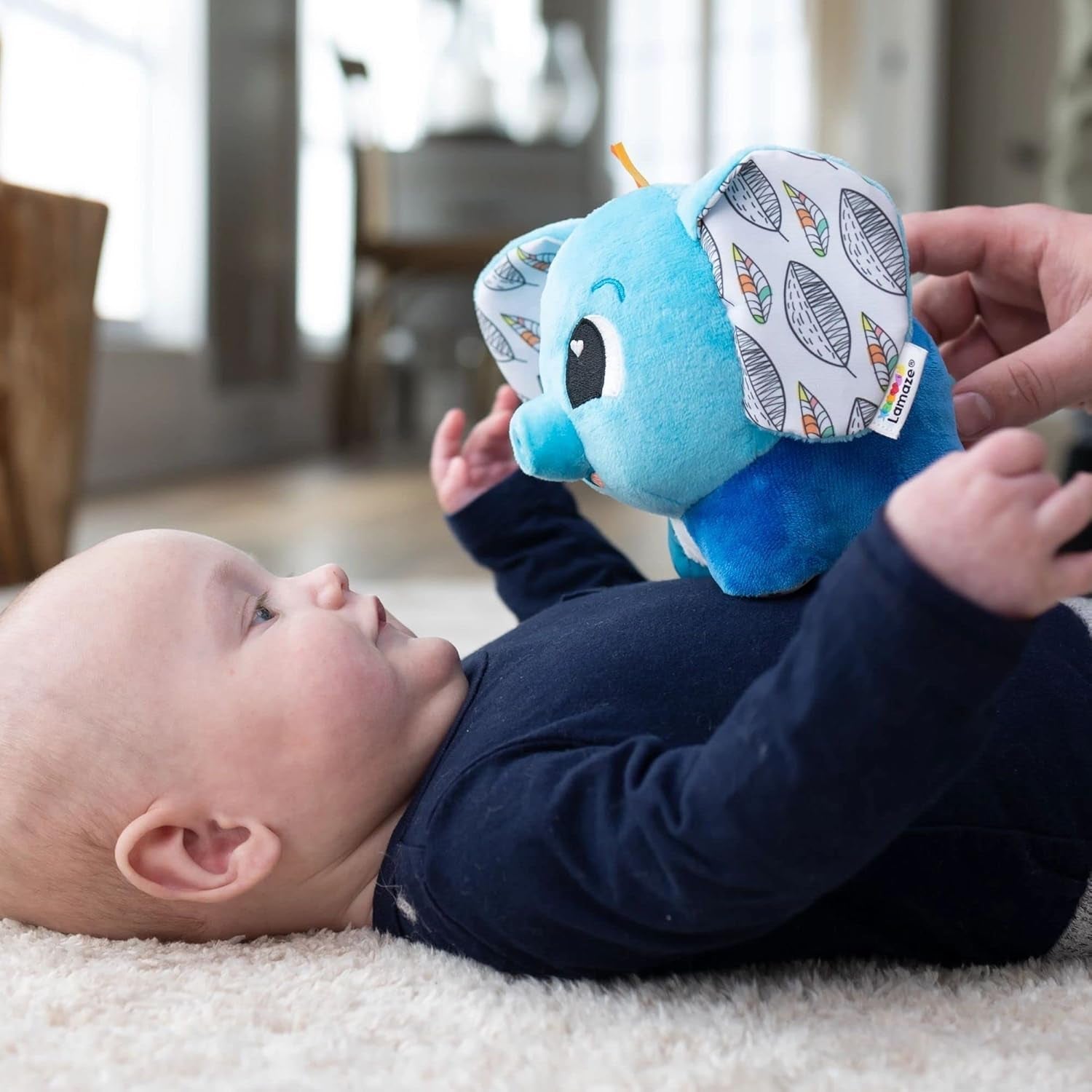 LAMAZE Olifant Puffaboo, pasgeboren speelgoed, zintuiglijk babyspeelgoed, cadeau voor nieuwe ouders, ontwikkelingsspeelgoed voor 3 maanden jongens en meisjes, L27467 Babyspeelgoed Naty Shop
