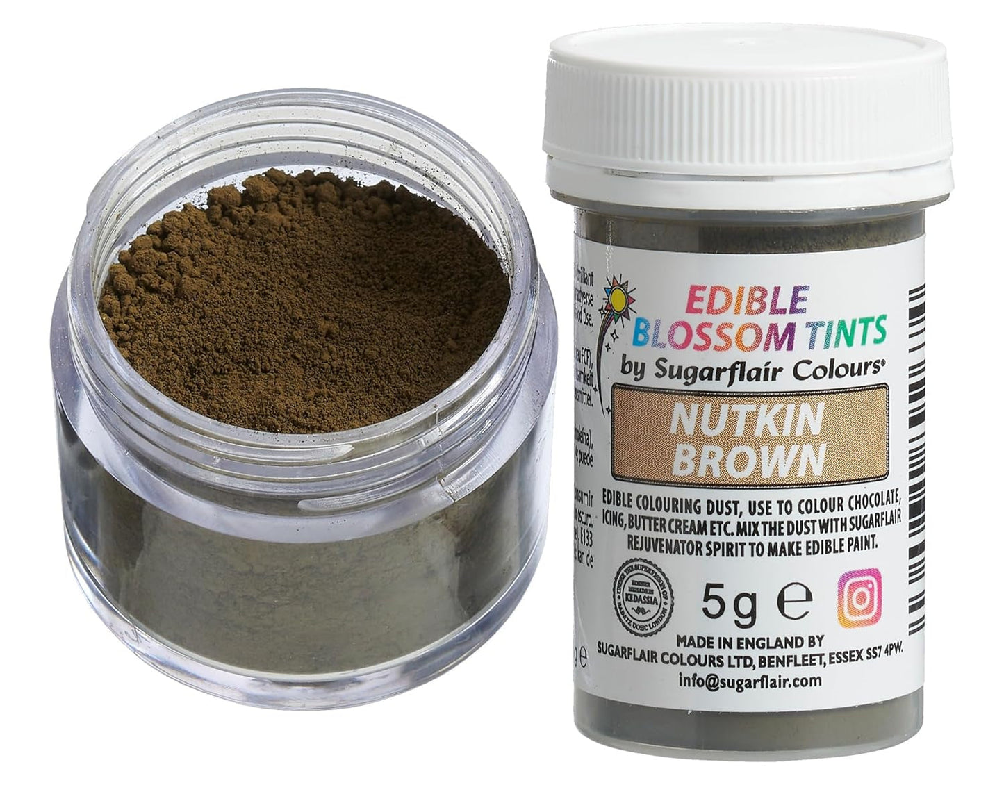 Sugarflair Blossom Tint Dust Nutkin Brown - Kleurstofpoeder voor taartdecoraties, fondant, glazuur, chocolade, botercrème, macarons en meer - 5g
