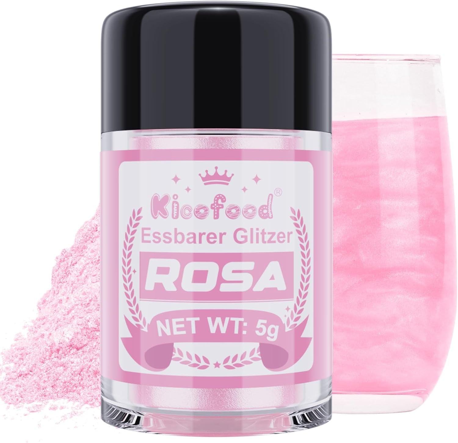 Kicofood, eetbare glitters, 5 gram, diverse kleuren Glitter Naty Shop Roze