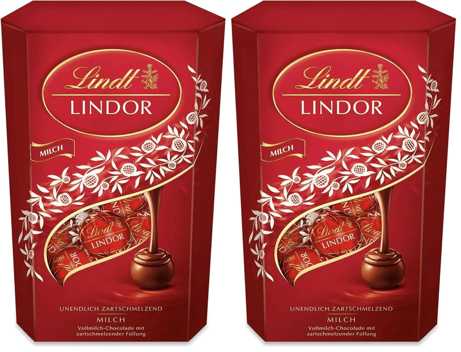 Lindt-chocolade | Melkchocolade hoorntje LINDOR | 500g | 38 Melkchocoladebolletjes met smelt-in-de-mond-vulling | Chocolade cadeau