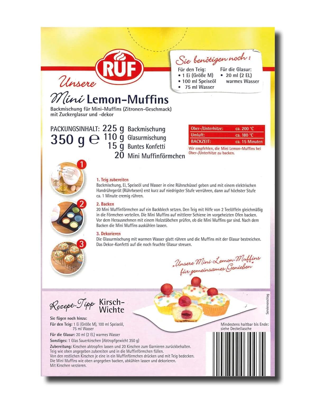 RUF Mini muffins met citroen, bakmix met citroensmaak, 350 gram Kitchen Naty Shop