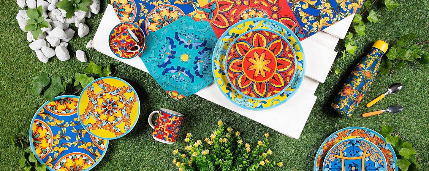 Excelsa Trinacria Teller-Set, 18-delig, porselein en keramiek