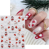 JMEOWIO 3D Nagelsticker Weihnachten Nail Art Sticker Selbstklebend Nagelaufkleber 5D Stereoskopisch Schneeflocke Xmas Winterurlaub Niedlich Decoratie Nageldesign Zubehör 4 Blatt