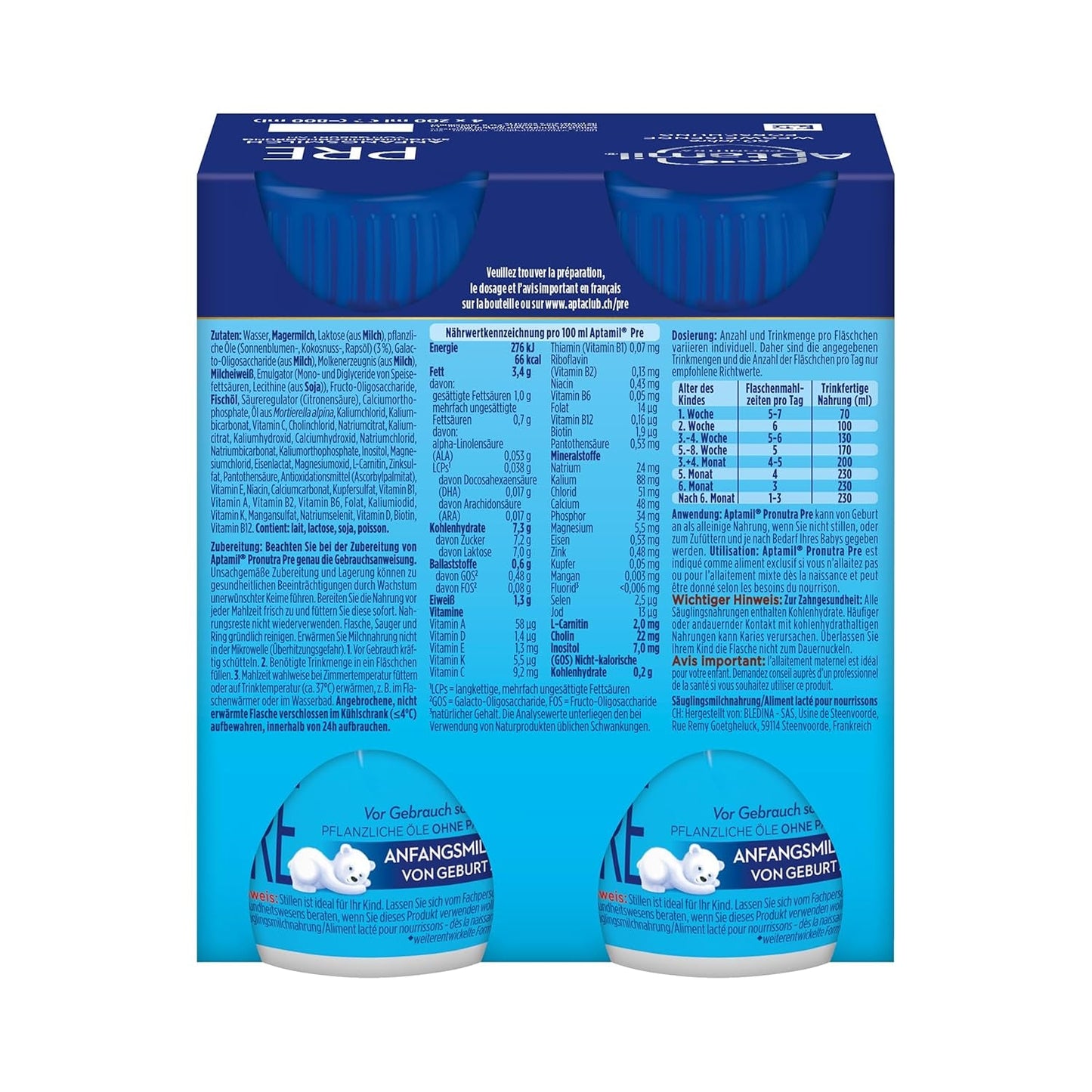 Aptamil Pronutra Pre - Zuigelingenvoeding vanaf de geboorte - Met plantaardige oliën, zonder palmolie - 6 x 4 x 200 ml (4800 ml)