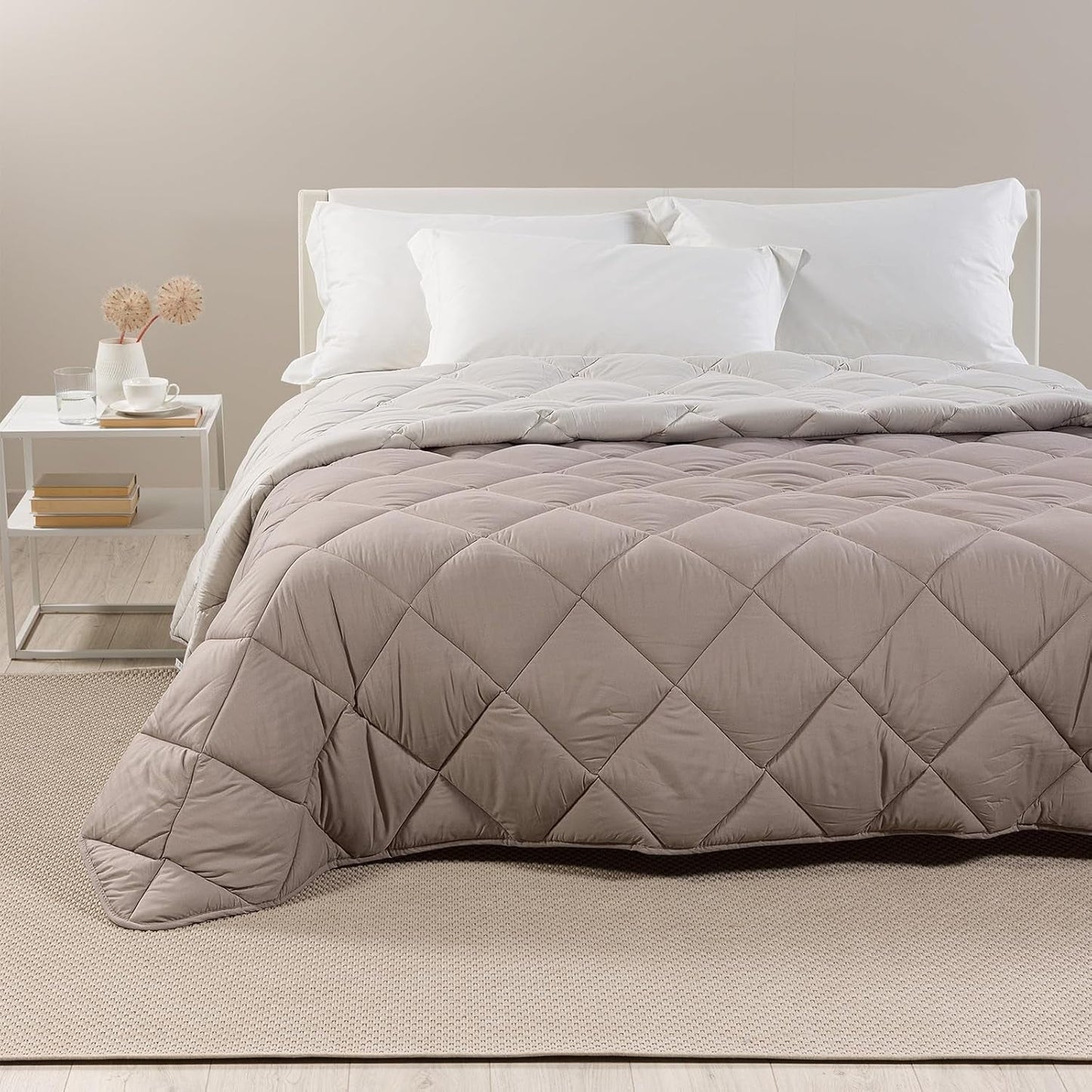 Caleffi tweepersoonsbed winterdekbed 260 x 265 cm microvezel tweepersoonsbed winterzacht comfortabel gewatteerd duurzaam wasbaar anti-allergie dekbed gemaakt in Naty Shop dekbedden en dekbedden hazelnoot 260x265