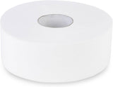 Quicky Jumbo 2-laags toiletpapier, 25 cm Ø, helderwit, reliëf met fijne stippen, 6 rollen - absorberend en scheurbestendig voor maximale hygiëne, ideaal voor openbare instellingen en industrie