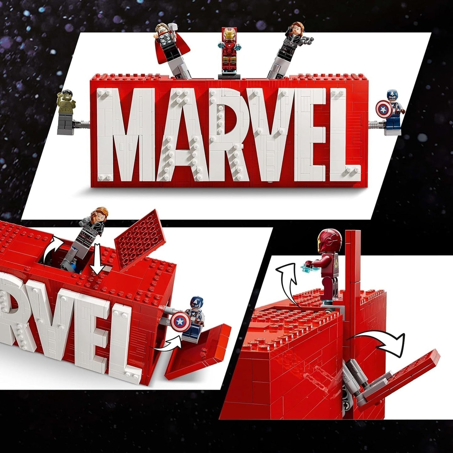 LEGO Marvel: Marvel logo en minifiguren - Hulk, Thor, Iron Man, Black Widow en Captain America verzamelset - Avengers figuurbouwset - Cadeau voor jongens en meisjes vanaf 12 jaar 76313 Bouwsets Beuche in LEGO-Store