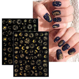 JMEOWIO Nagelsticker Mond Stern Sonne 10 Blatt Nail Art Sticker Selbstklebend Nagelaufkleber Bunt Decoratie Nageldesign Zubehör