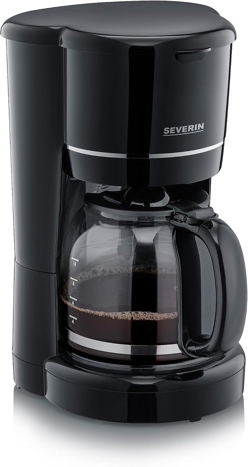 SEVERIN compacte espressomachine, aromatische koffie met koffiemachine voor maximaal 4 kopjes, espressomachine met filter en permanent oscillerend filter, roestvrij staal/zwart, KA 4808