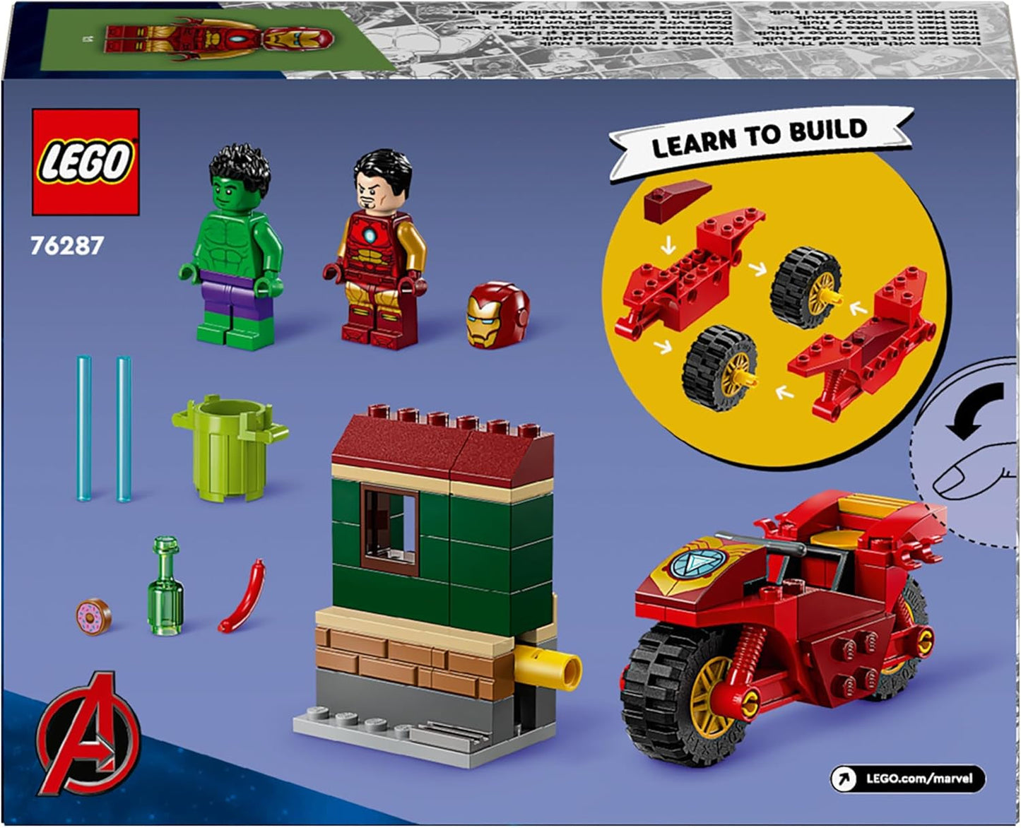 LEGO Marvel Iron Man met fiets en Hulk, superheldenbouwspeelgoed voor kinderen, verzamelset met fiets en minifiguren, cadeau voor meisjes en jongens vanaf 4 jaar 76287 Bouwsets Besuche in LEGO-Store