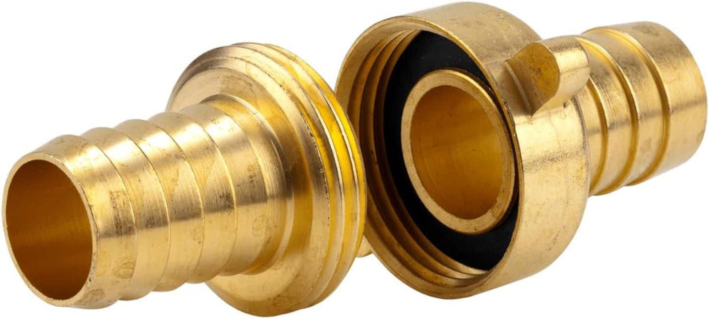 Gardena messing slangkoppeling, 3-delig: slangverlengkoppeling, 33,3 mm (G 1 inch) schroefdraad, voor 19 mm (3/4 inch) slangen (7152-20)