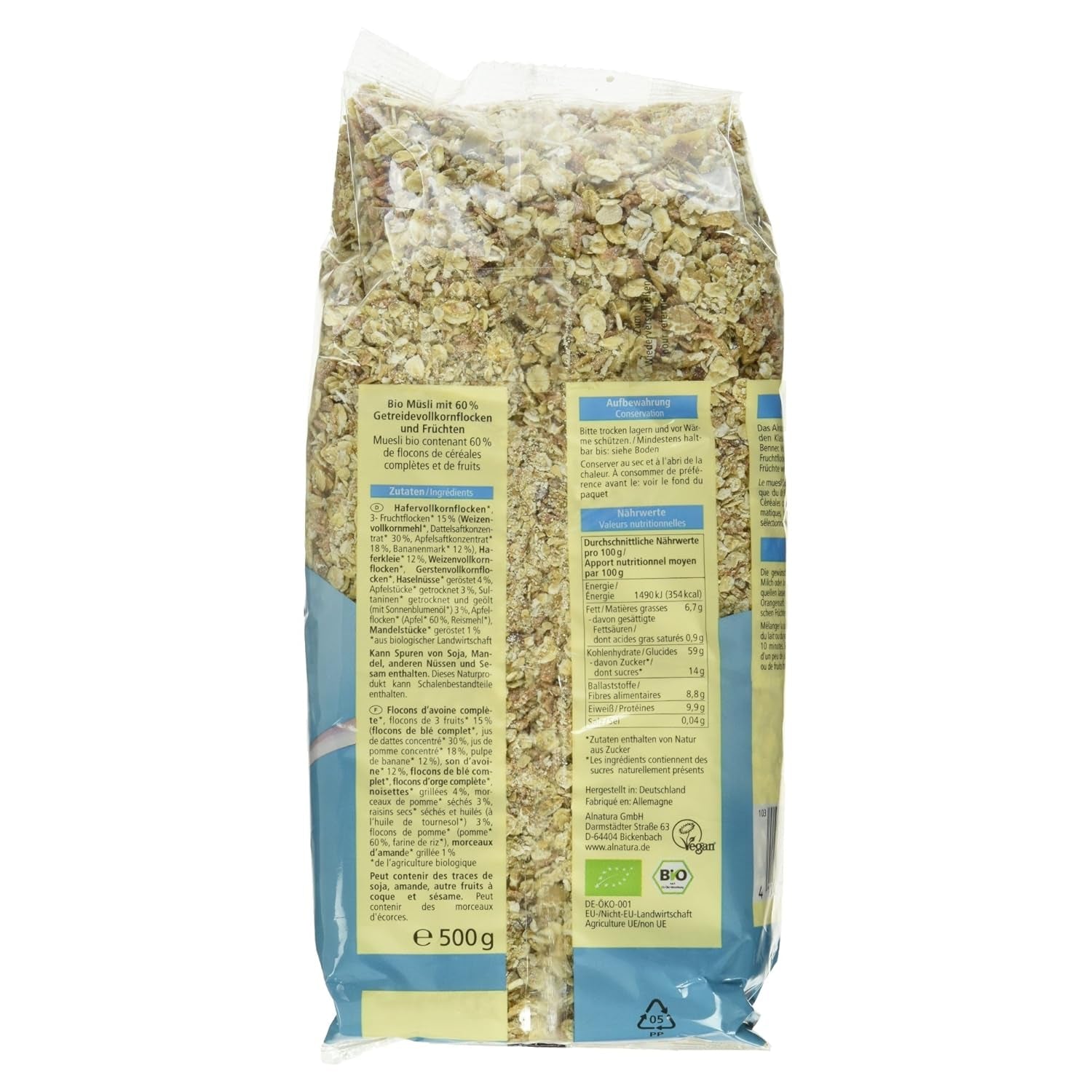 Biologische Berkenmuesli, veganistisch (1 x 500 g)