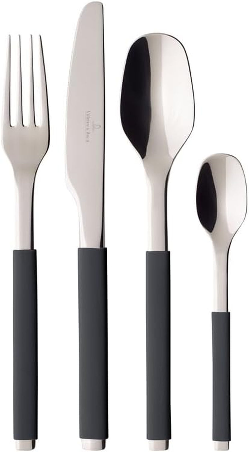 Villeroy En Boch S+ Cosy Grey Servies voor maximaal 6 personen, 24-delig, roestvrij staal, handvat bedekt met grijze siliconen Keuken Naty Shop