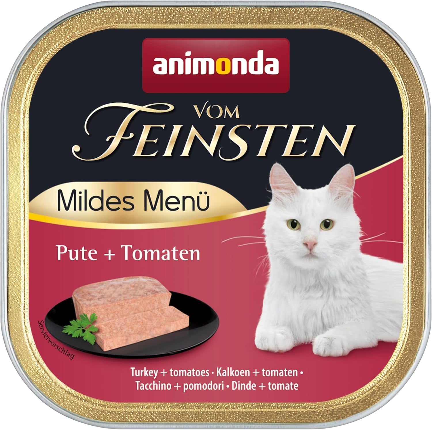 animonda vom Feinsten Mild Menu Mild Variety (32 x 100 g), graanvrij, suikervrij nat kattenvoer, licht verteerbaar voer met kalkoenvlees