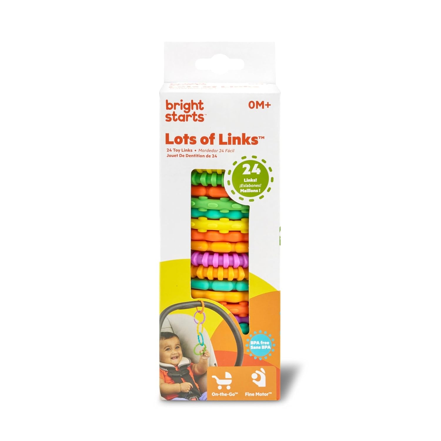 Heldere start, Oball, verbindingsschakels voor wandelwagenketting, veel schakels, opvouwbaar, gemakkelijk te bevestigen, gemakkelijk schoon te maken, perfect voor op reis Bebe Toys Naty Shop