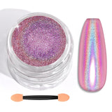 Saviland Chrome nagelpoederset - roze laser chroom nagelpoeder spiegeleffect laser nagelkunst, nagelglitter manicure decoratief poeder met sponssticks, nagelglitterpoeder nagelsalon