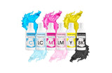 Kleurstofset met eetbare inkten voor plotters 6 x 100 ml | Lichtcyaan | Cyaan | Lichtmagenta | | Magenta | Geel | Zwart | Eetbare bedrukking, Waferpapierbedrukking, decoratieve taarttopping