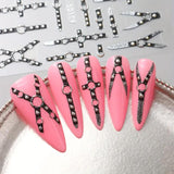 2PCS 5D Reliëf Gothic Punk Nagelsticker, Nagelsticker Selbstklebend Kreuz en X-Form Halloween Nagelaufkleber, Nageldesign Zubehör Für Damen Nail Art