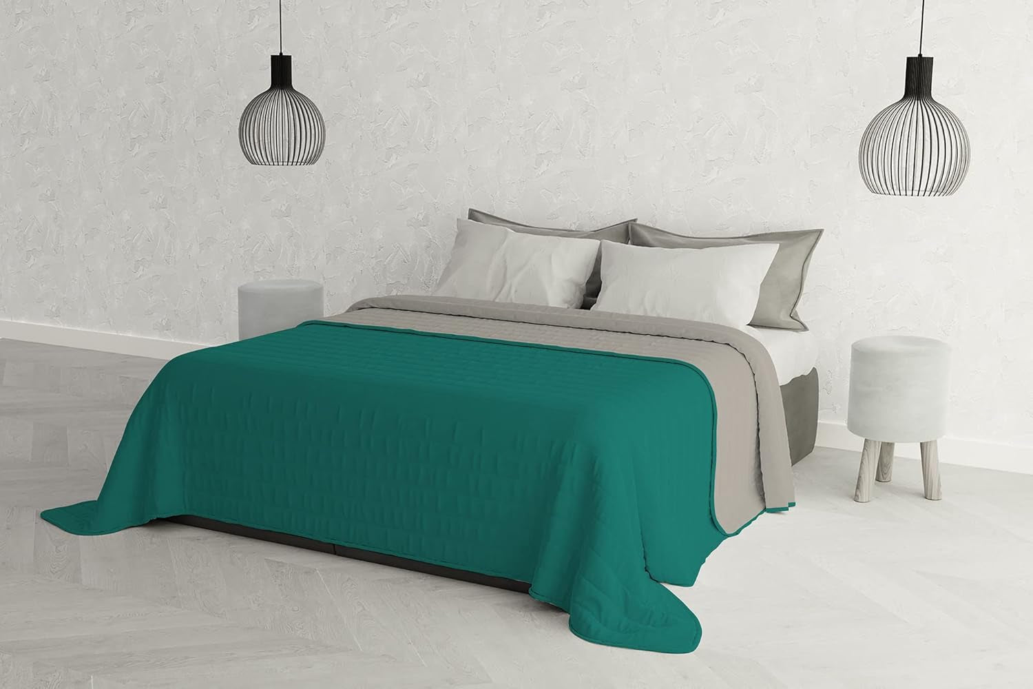 Italiaans beddengoed Estivo eenpersoonsbed, linnen, Aqua, 170 X 270 Cm Dekbedden en dekbedden Naty Shop Aqua/grijs 260 X 270 Cm