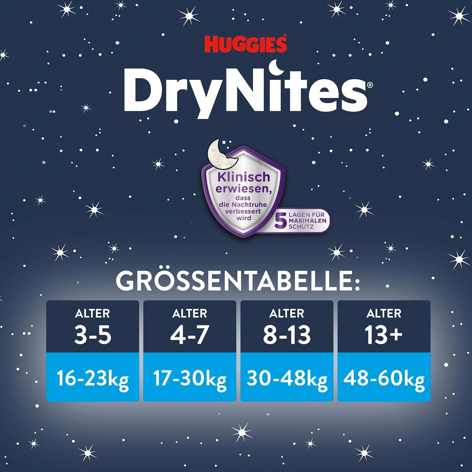 DryNites absorberende nachtelijke bedplassenluiers voor jongens 4-7 jaar (17-30 kg), jumbo maandpakket, 64 stuks