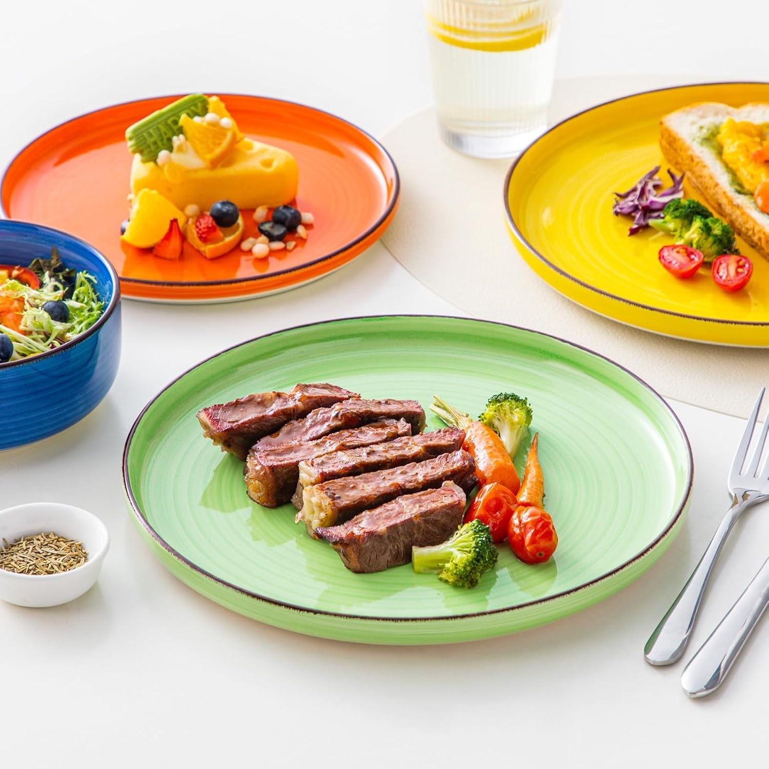 6-persoons serviesset Vancasso Bonita 18-delige steengoed servies kom en bordenset rond servies combinatie van 6 dinerborden saladeborden en schalen per stuk