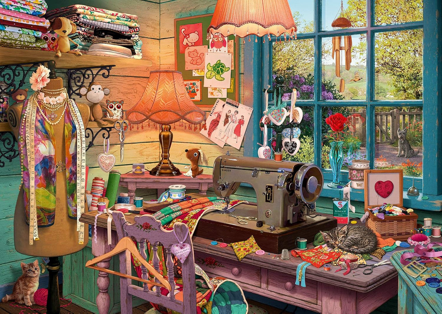Schmidt Spiele 59654 Geheime puzzel, In het naaiatelier, puzzel 1000 stukjes Puzzel Naty Shop