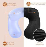Opblaasbaar reiskussen, reiskussen met slaapmasker + oordopjes + draagtas, superlicht en draagbaar, ideaal voor vliegtuig, auto, huis, kantoor, zwart Naty Shop reiskussens