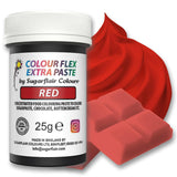 Sugarflair Colourflex Extra Paste voedingskleurstof, rood - Eetbare voedingskleurstof voor botercrème, chocolade, suikerpasta, glazuur, fondant, cakemixen, deeg en meer - 25g