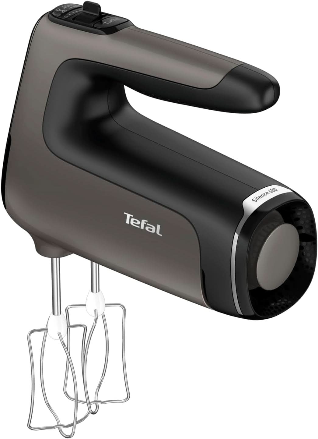 Tefal HT650E Power Mix Silence Handmixer | 600 Watt | Variabele snelheidsregelaar | Turbo- en Auswurf-functie | Extreme vrijetijdsmotor | Incl. 2 Rührbesen en 2 Knethaken | Tarwekeuken Naty Shop