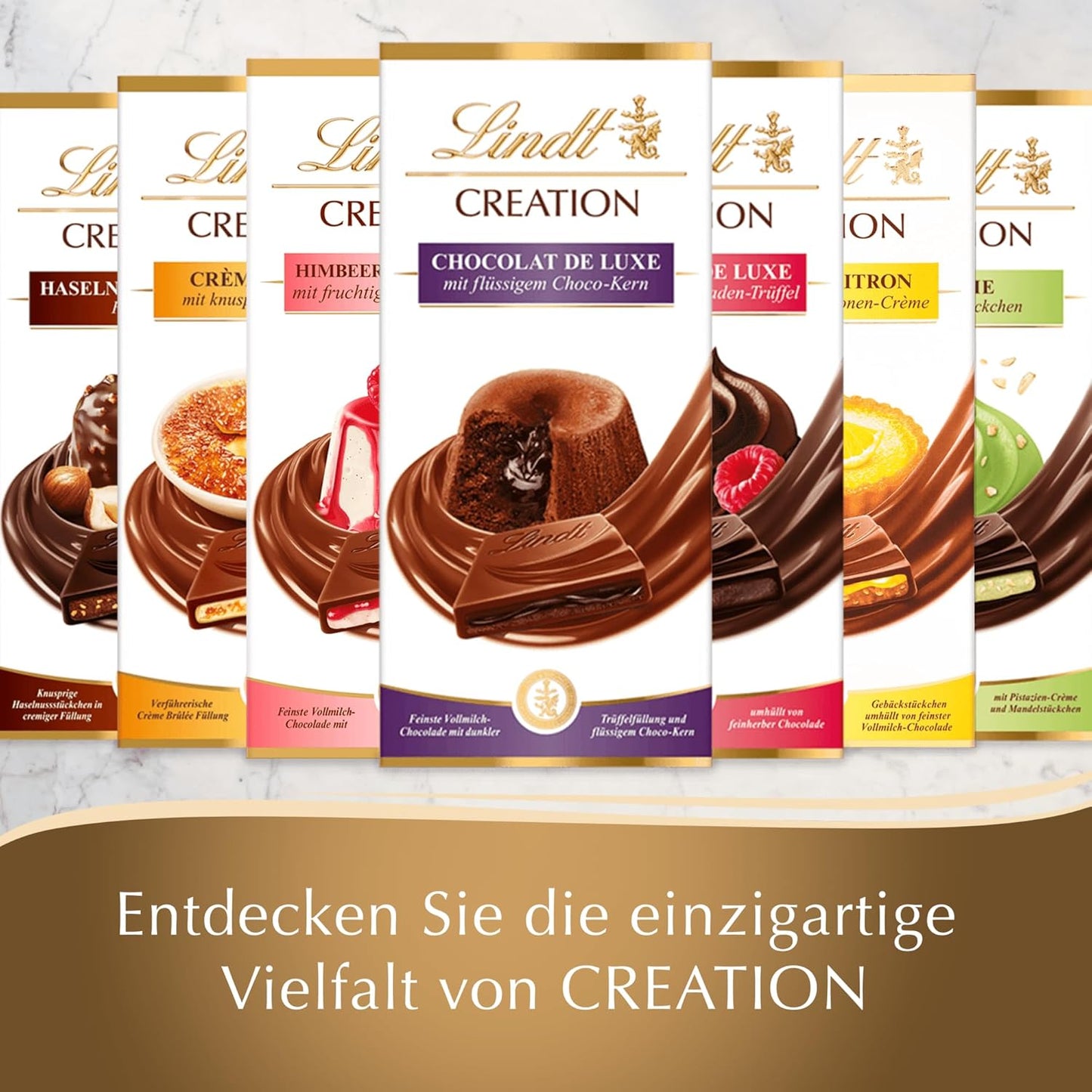 Lindt Creation Hazelnoot De Luxe Reep - Pure chocolade met knapperige hazelnoten in een romige vulling