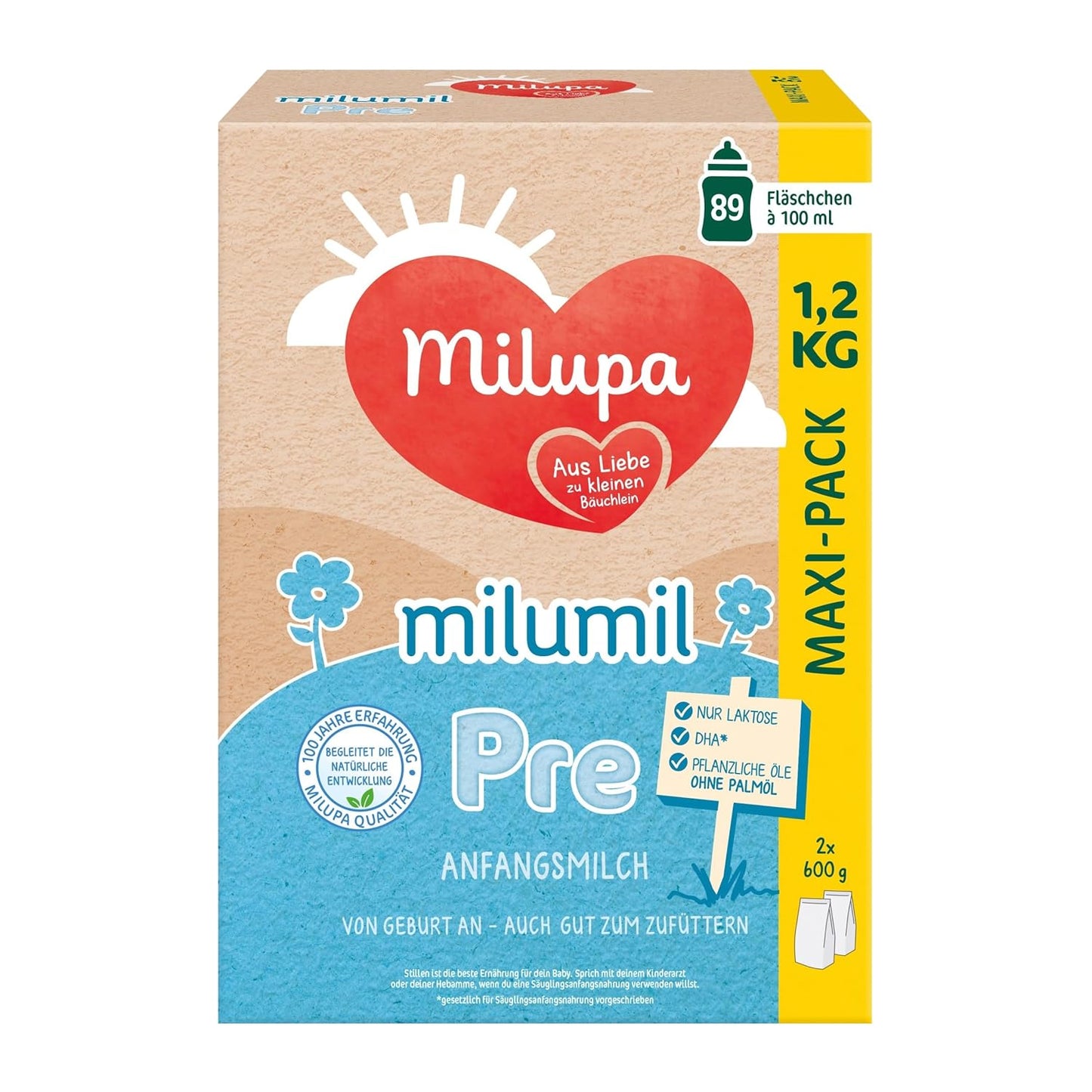 Milupa Milumil Pre, Melkpoeder voor baby's - Met belangrijke voedingsstoffen en zonder palmolie - 800 g Naty Shop 1,2 Kg Milumil Pre