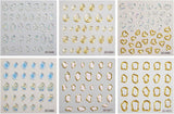 JMEOWIO 6 Blatt 3D Nagelsticker Goldene Onregelmatige Geometrische Nail Art Sticker Selbstklebend Nagelaufkleber 5D Stereoskopische Decoratie Nageldesign Zubehör