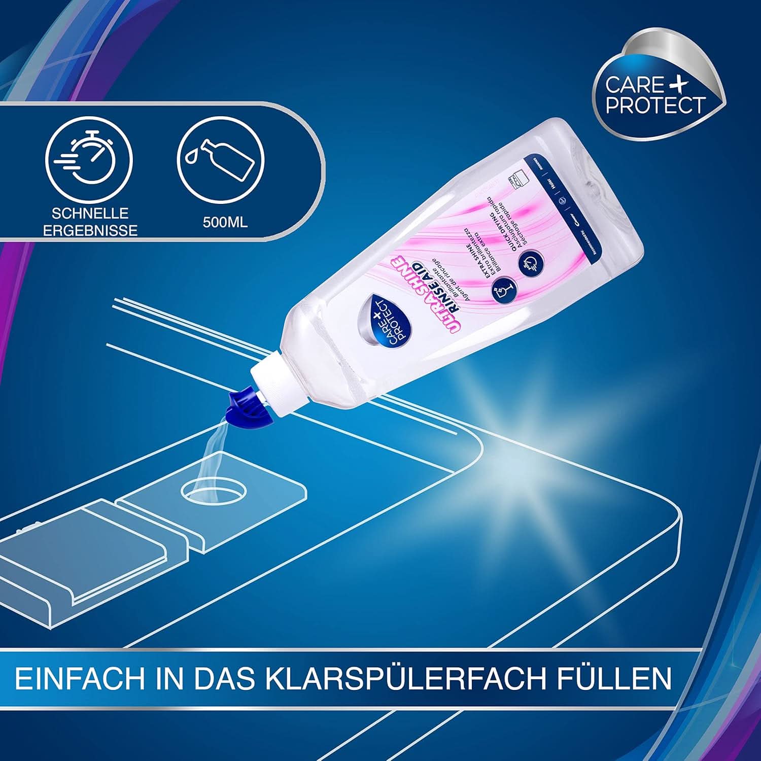 CARE + PROTECT- Extra Shine Universeel Glansmiddel voor vaatwassers / Voor alle vaatwassers / Sneldrogend / 500 ml Keukenwasmiddelen Naty Shop