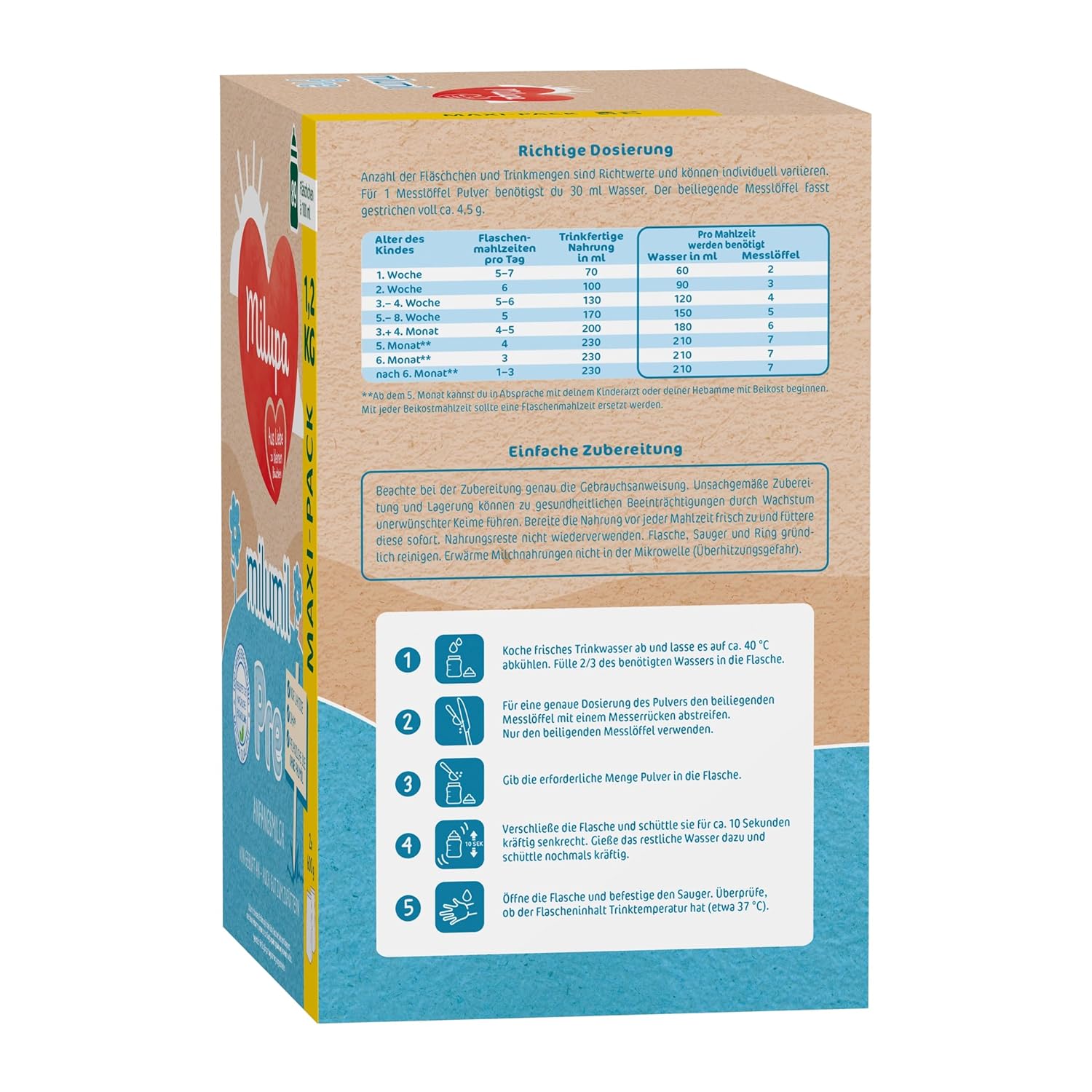Milupa Milumil Pre, Melkpoeder voor baby's - Met belangrijke voedingsstoffen en zonder palmolie - 800 g Naty Shop