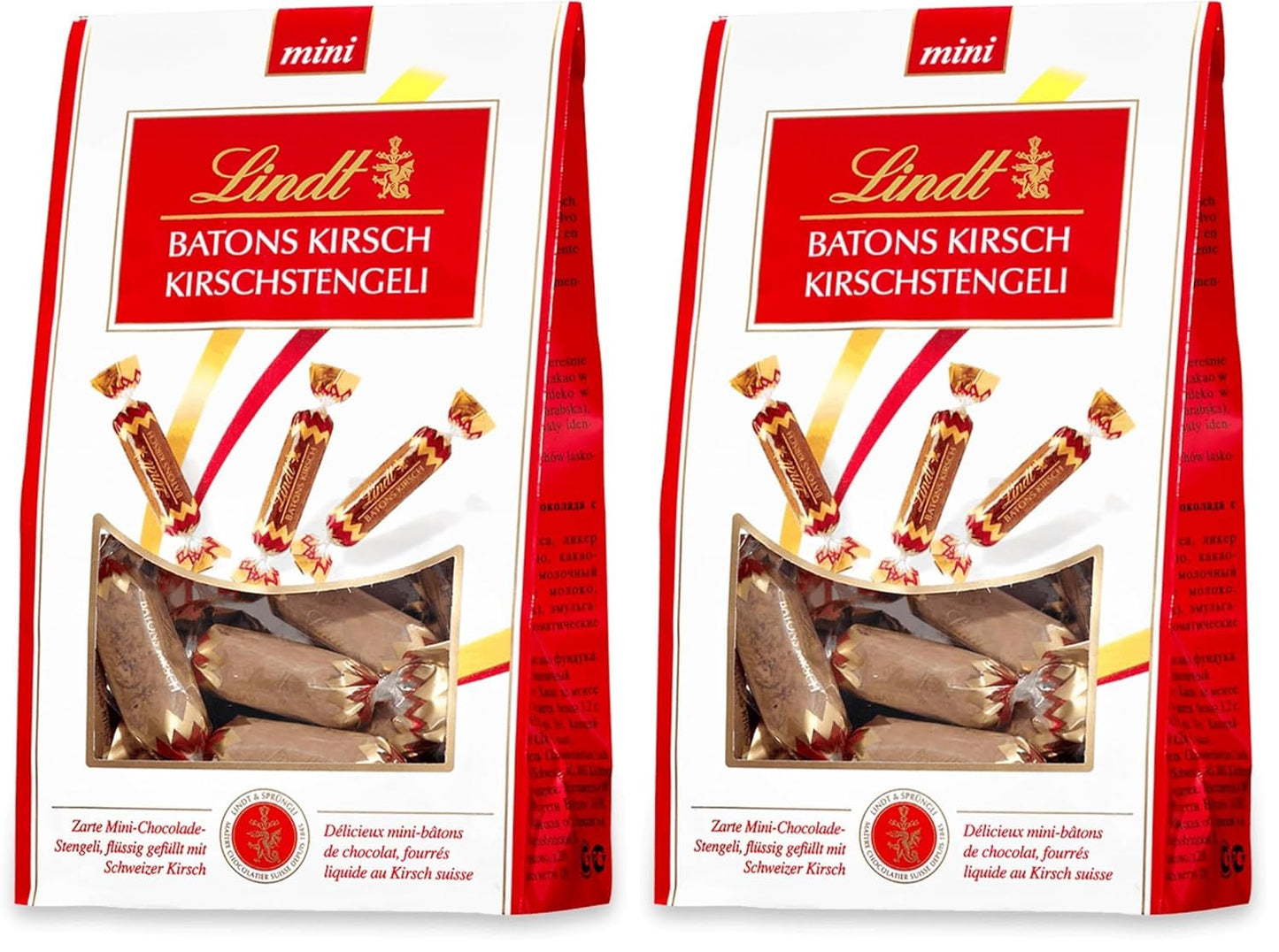 Lindt Cherry Mini Stick - Chocoladesticks met Zwitserse kersenlikeur Heerlijk geschenk met alcohol