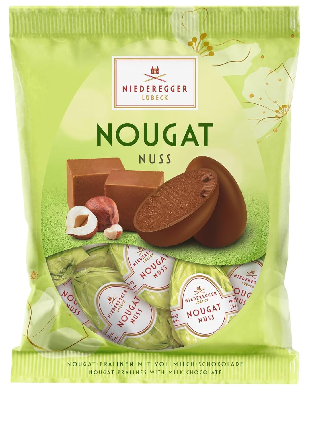 Niederegger | Nougat-eieren | 1 x 87 g | Hazelnooteieren en nougat bedekt met melkchocolade | Paascadeau | Paaseieren