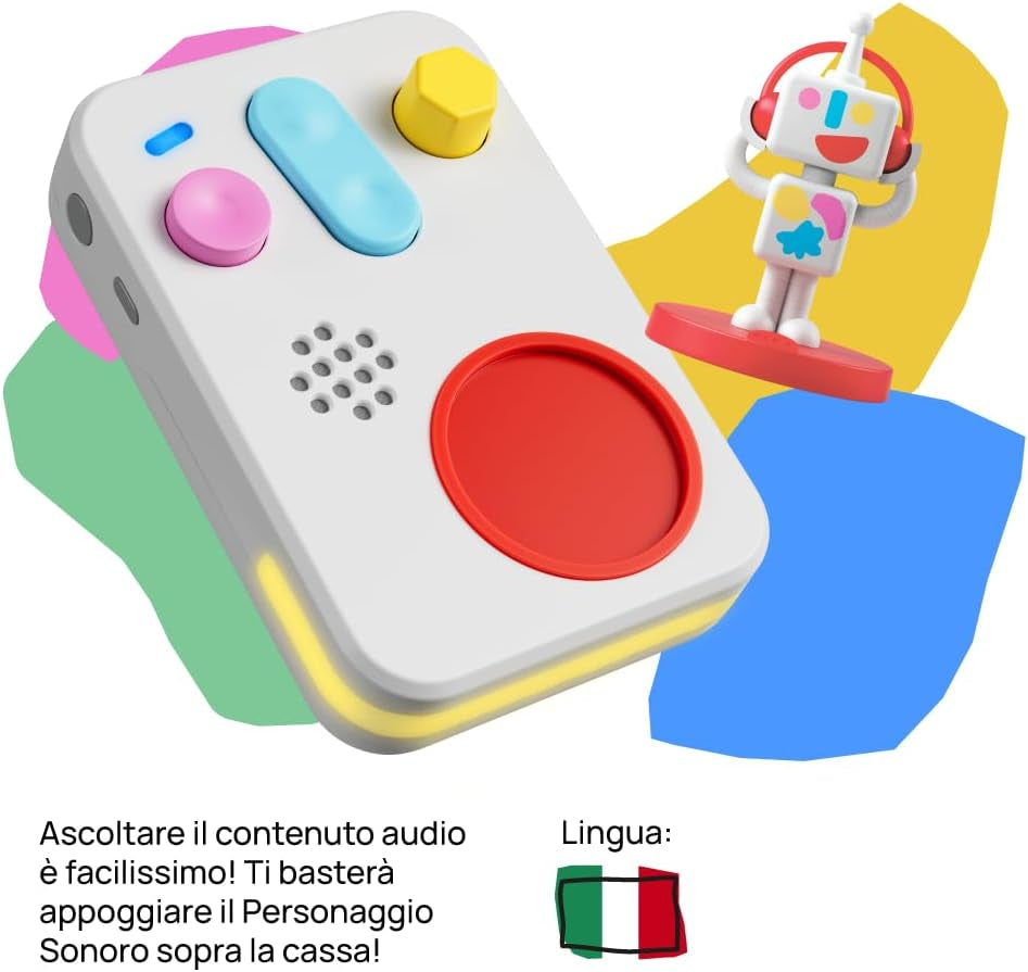 + Interactieve verhalenverteller voor kinderen met audiocontent van 0 tot 10 jaar, audiobox met geluidsfiguur -Ik, nachtlampje, slaaproutine, muzikaal leerspel, Italiaanse versie Jucarii Bebe Naty Shop