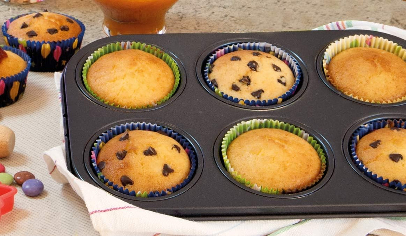 , Vorm 6 muffins 18,5x27cm, zwart Vormen en bakplaten Naty Shop