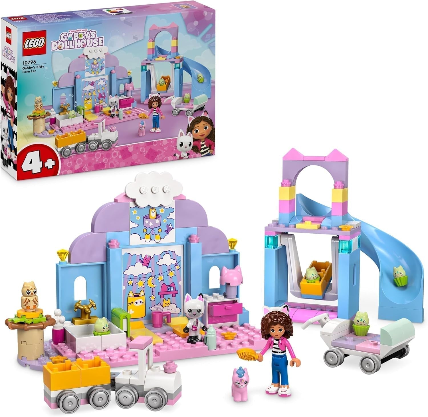 LEGO 4+ Gabby's poppenhuis Gabby's kleine katoren Fantasiespel Dierenset Kinderspeelgoed met glijbaan en figuren Cadeau voor meisjes en jongens Creatief speelspeelgoed 10796 Bouwsets Beuche in LEGO-Store Standaardtitel