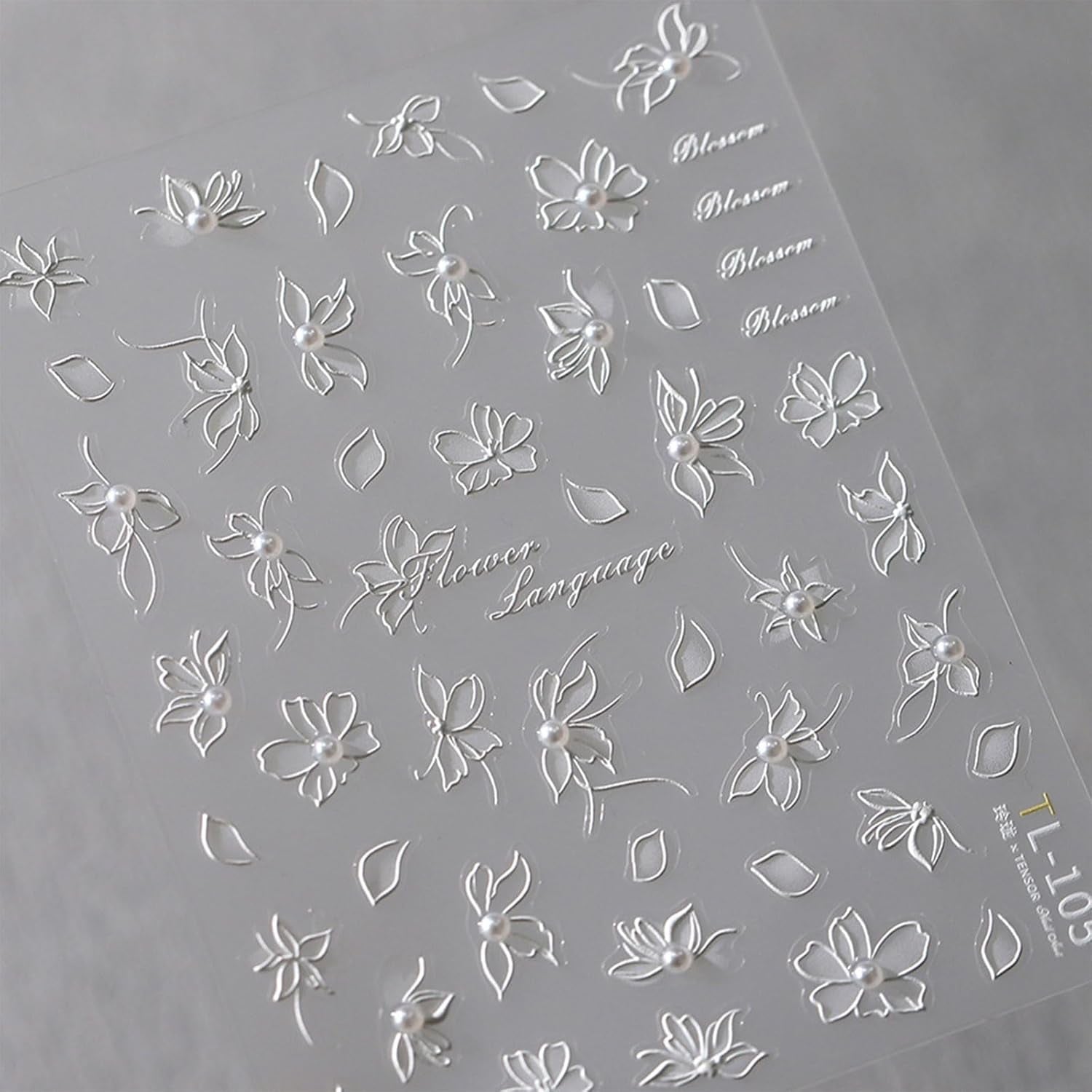 JMEOWIO 3D Nagelsticker Witte Blumen Nail Art Sticker Selbstklebend Nagelaufkleber 5D Stereoskopische Decoratie Nageldesign Zubehör 1 Blatt